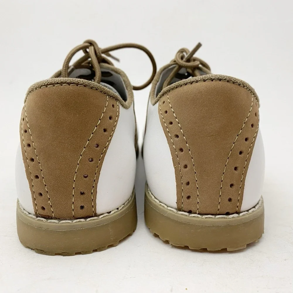 L'Amour White and Tan Kids Saddle Oxfords